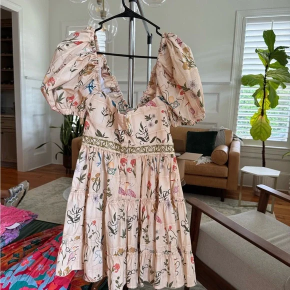 Agua Bendita Cream Floral Mini Dress - Picture 7 of 9